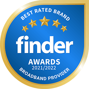 Finder Best Broadband Provider 2022 badge