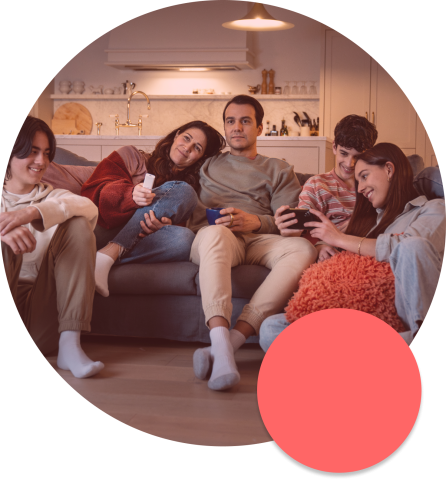 iPrimus family of five enjoying entertainment on a couch