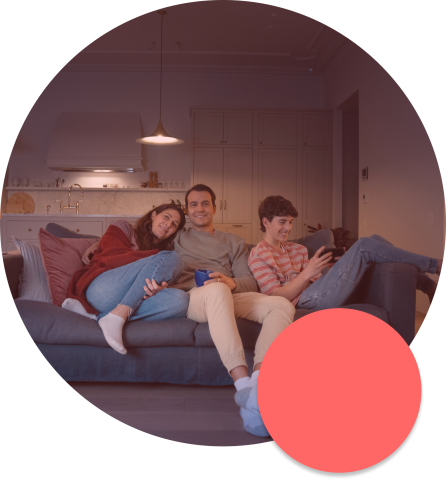 iPrimus Family of 3 watching TV and on mobile phone