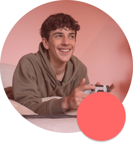 Teenage boy playing video game