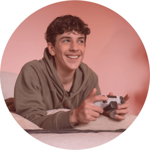 teenage boy playing video games